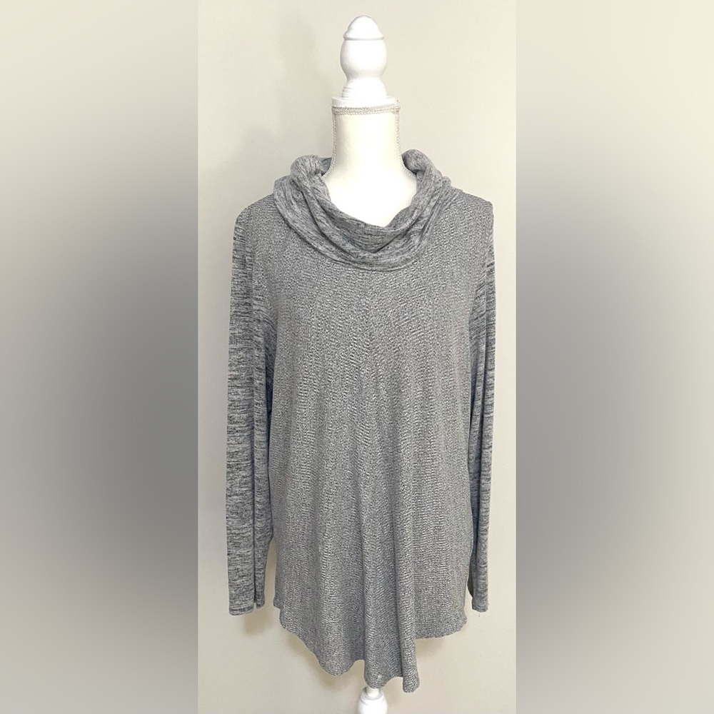 Sojo Womens XL Solid Gray Long Sleeve Cowl Neck Sweater Cabincore Preppy Classic